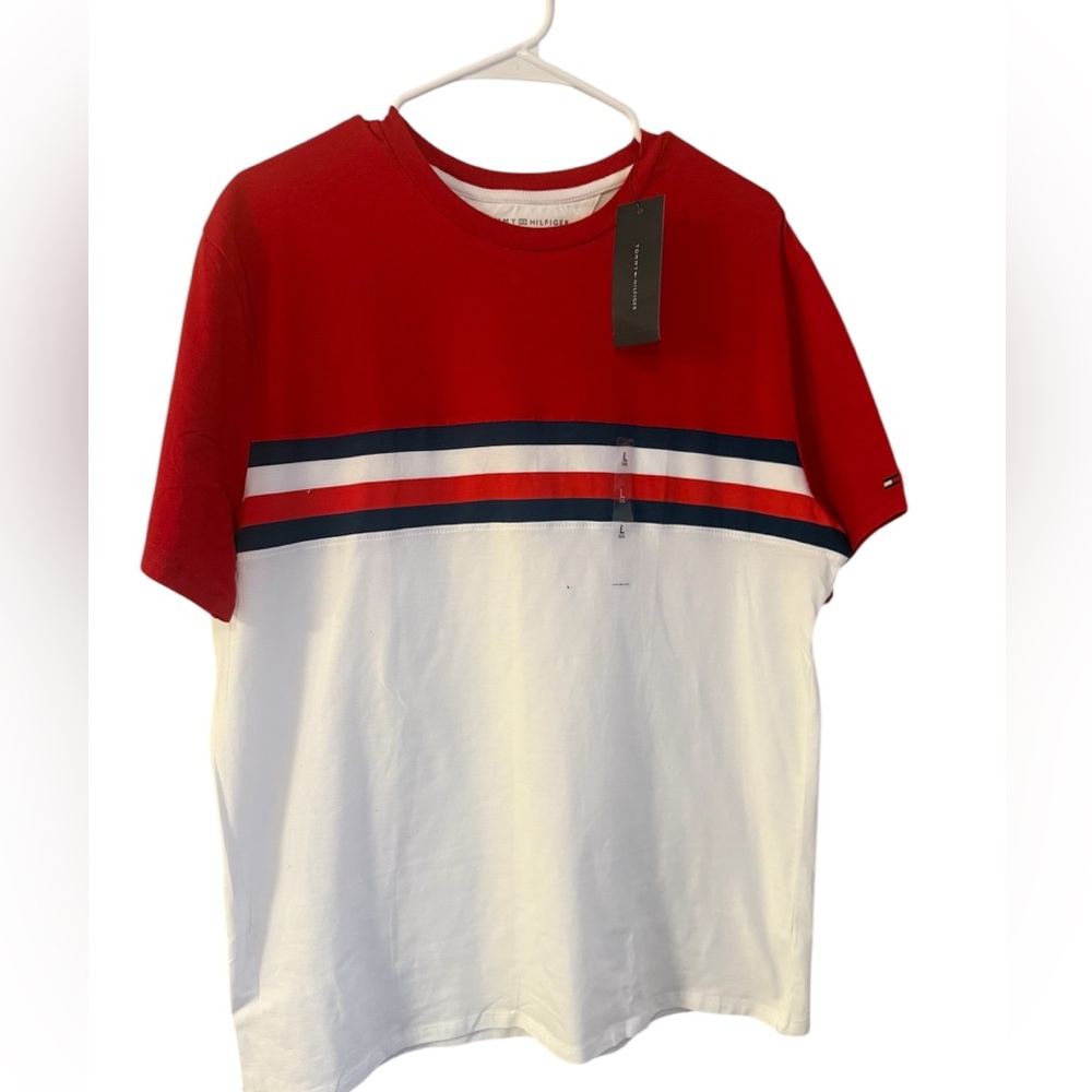 Tommy Hilfiger shirt size L white with red